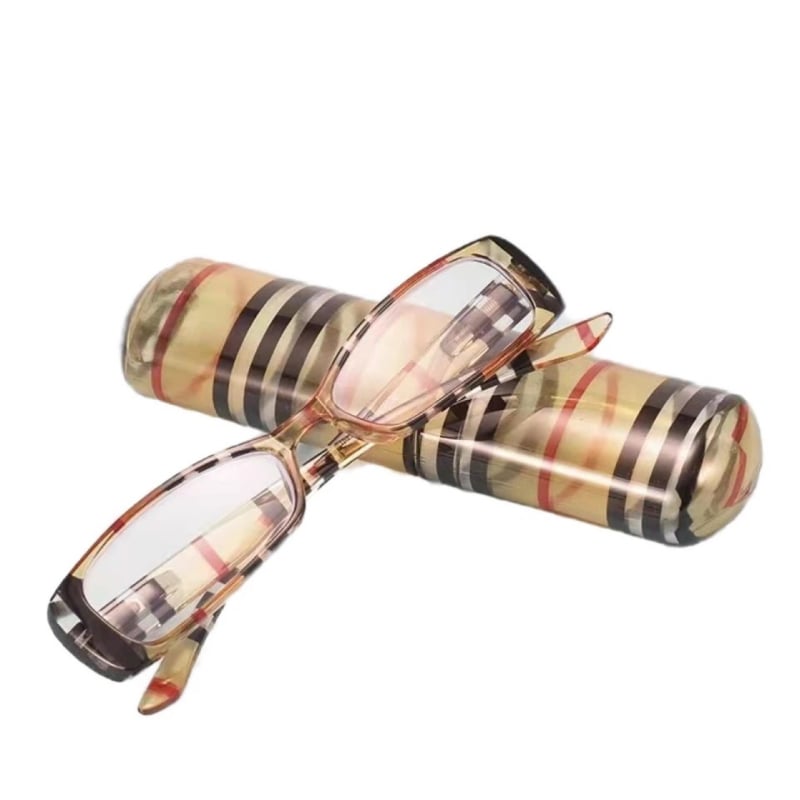 Olvasó szemüveg tolltartóval, klasszikus box keret, uniszex, könnyen hordozható és összecsukható, PC lencsékkel