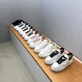 Női vastag talpú platformos tornacipő - fűzők, felső marha bőrből, belső bárányszőrmés bélés, gumi talp