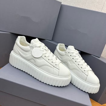 Női vastag talpú platformos tornacipő - fűzők, felső marha bőrből, belső bárányszőrmés bélés, gumi talp