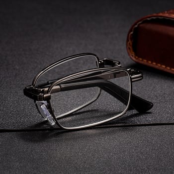 Kristálylencsés olvasó szemüveg, fém kerettel, teljes keret, négyszögletes forma, +1.00–+4.00 dioptria, kékfény elleni védelem