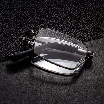 Kristálylencsés olvasó szemüveg, fém kerettel, teljes keret, négyszögletes forma, +1.00–+4.00 dioptria, kékfény elleni védelem