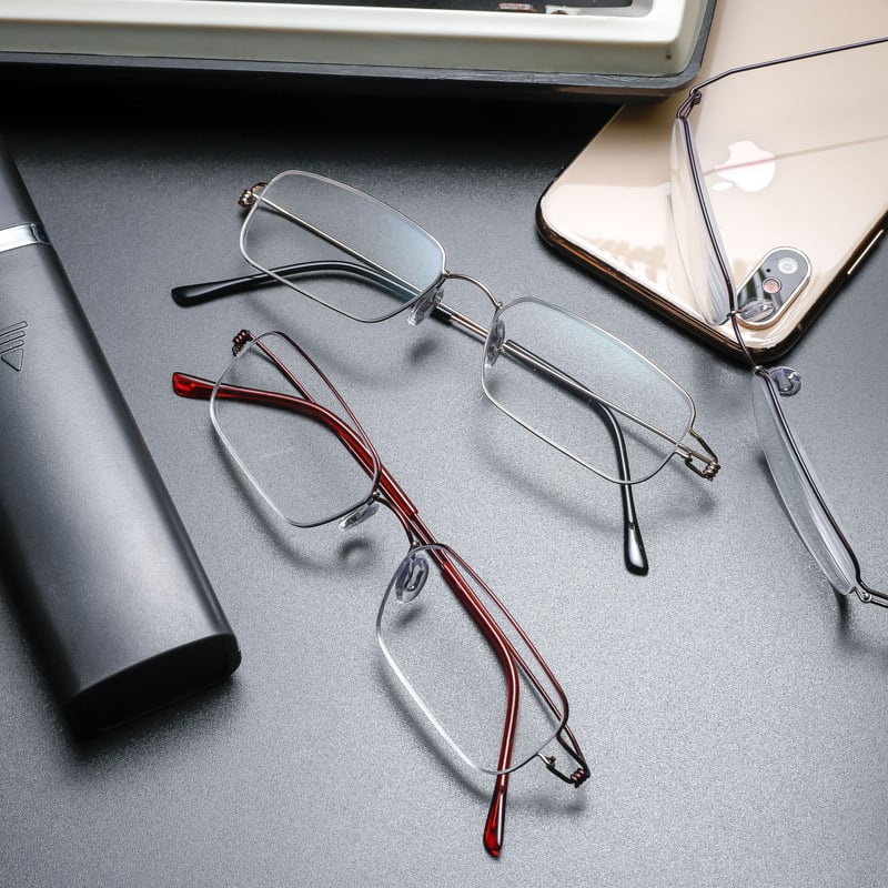 Olvasó szemüveg, ultra könnyű, csavarmentes kialakítás, PC lencsék, teljes keret TR fémkeret