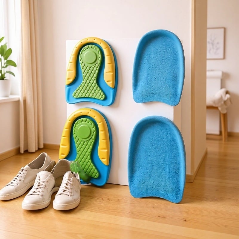 TPE sarokpárnák cipőkhöz – ütéscsillapítás, belső magasság növelése U-formában, dombor mintázat, fél‑pad stílus