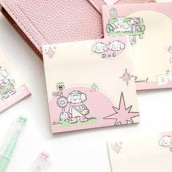 MR.paper koreai stílusú aranyos post-it jegyzetfüzet, cicák és kutyák esőcsizmában, ragasztható, 90 belső oldal