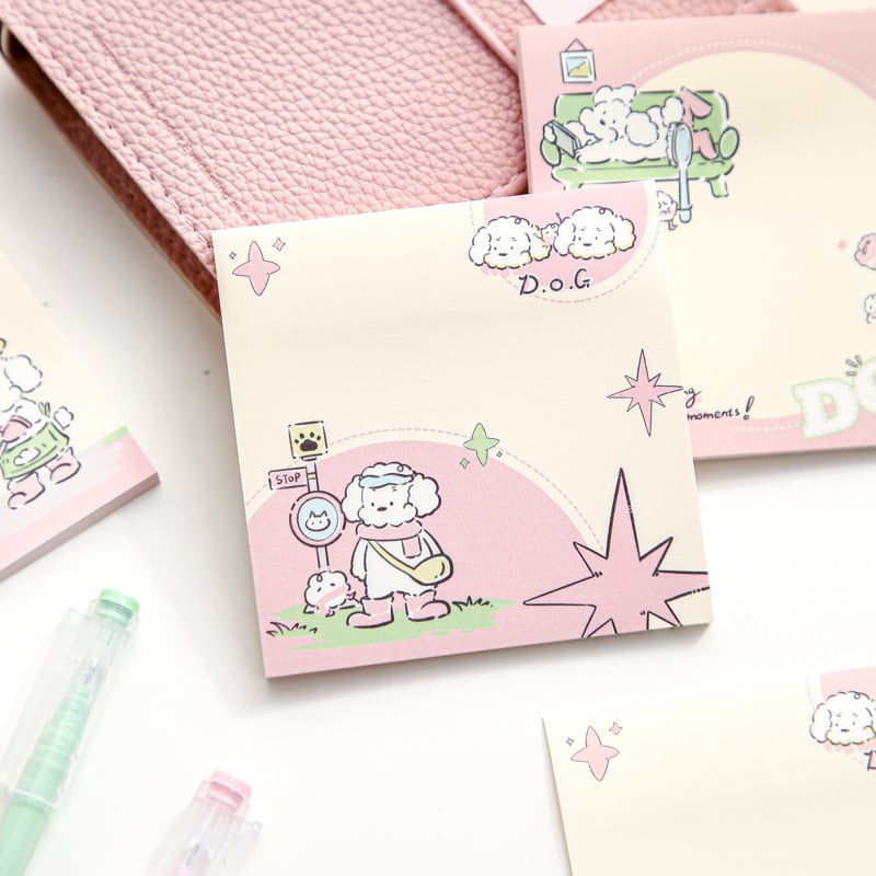 MR.paper koreai stílusú aranyos post-it jegyzetfüzet, cicák és kutyák esőcsizmában, ragasztható, 90 belső oldal