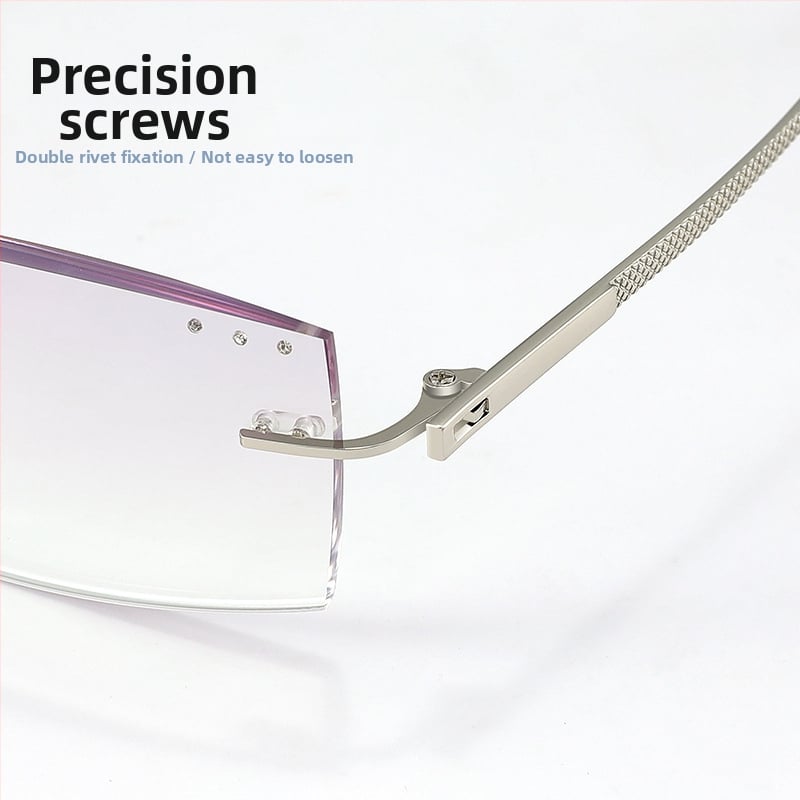 Férfiak számára keret nélküli olvasó szemüveg, diamantvágott élekkel, kékfény elleni védelem, sugárzás elleni védelem, fáradtság elleni védelem, UV védelem