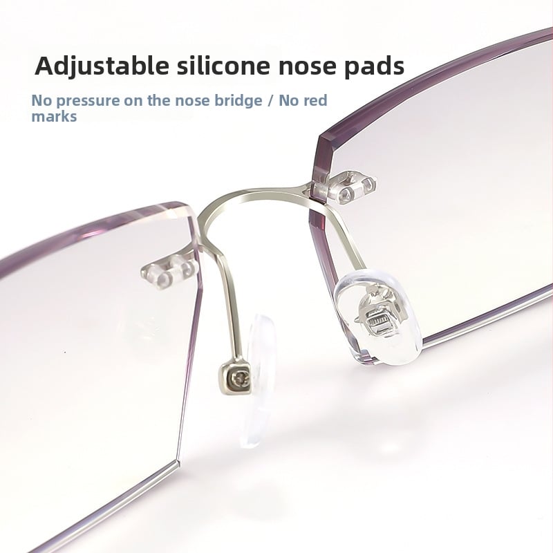 Férfiak számára keret nélküli olvasó szemüveg, diamantvágott élekkel, kékfény elleni védelem, sugárzás elleni védelem, fáradtság elleni védelem, UV védelem