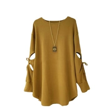 Női környakú poliészter felső laza szabásban, hosszú ujjú, középhosszú 65–80 cm, 3D minta, vasalásmentes felület, téli 2025