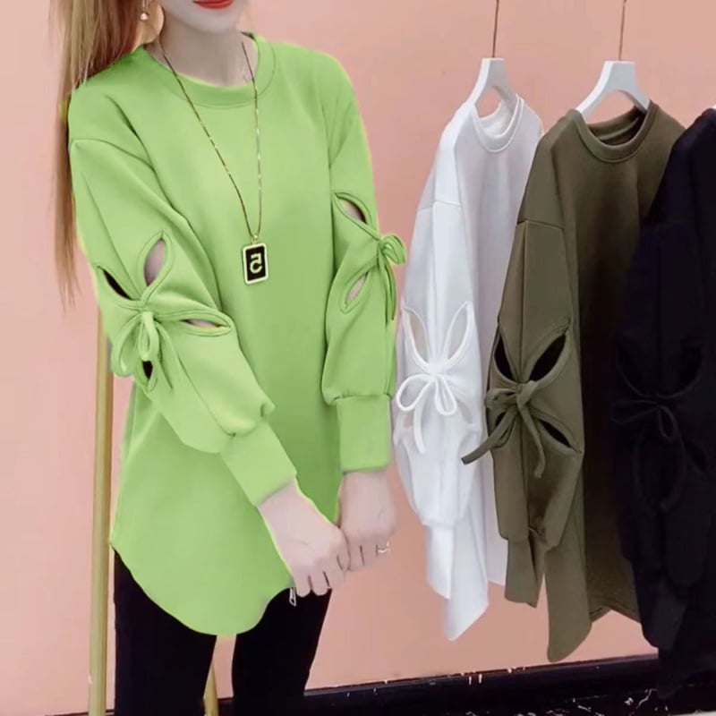 Női környakú poliészter felső laza szabásban, hosszú ujjú, középhosszú 65–80 cm, 3D minta, vasalásmentes felület, téli 2025