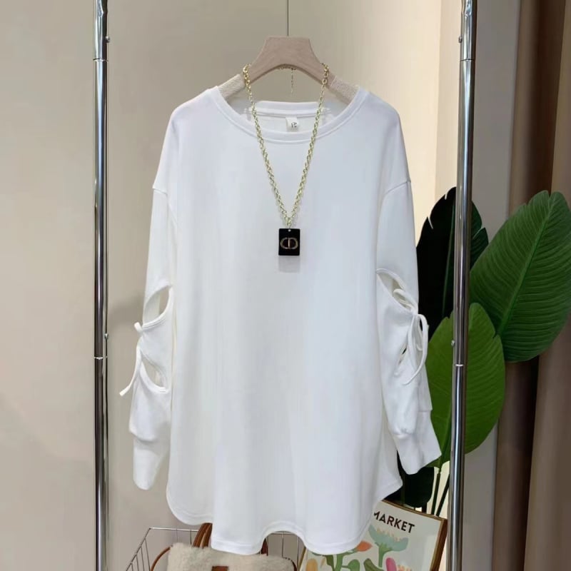 Női környakú poliészter felső laza szabásban, hosszú ujjú, középhosszú 65–80 cm, 3D minta, vasalásmentes felület, téli 2025