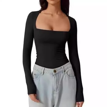 Tej-selyem anyagból készült ing (polyester/spandex >95%), egyszínű mintázat, négyszögletes gallér, hosszú ujjak, karcsú szabás