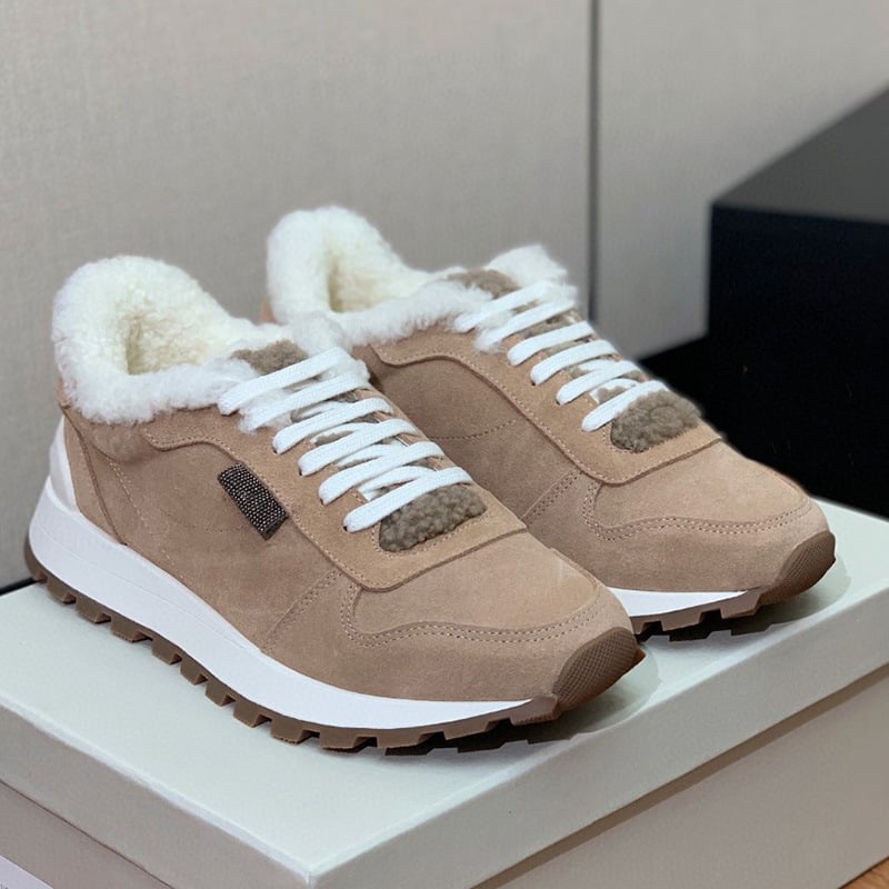 Дамски кожени маратонки с вълнена подплата, дебели подметки, връзки отпред, нисък ток 1–3 см