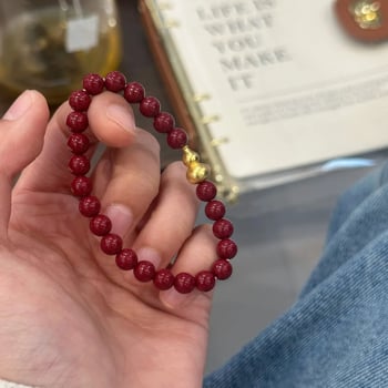 Cinnabar geometriai karkötő nőknek, kézzel készített, természetes stílus