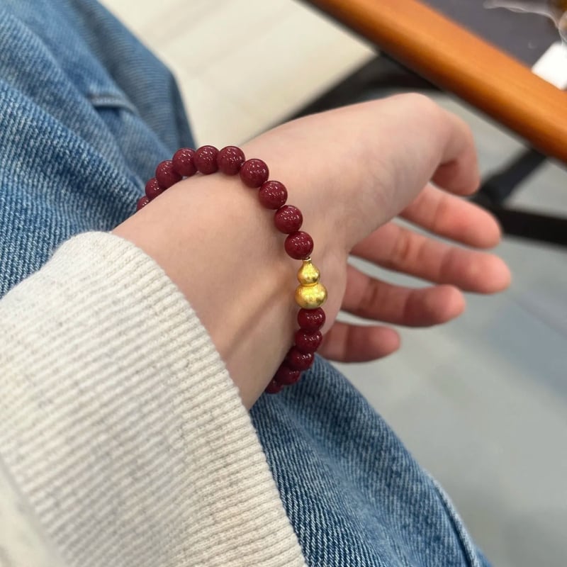 Cinnabar geometriai karkötő nőknek, kézzel készített, természetes stílus