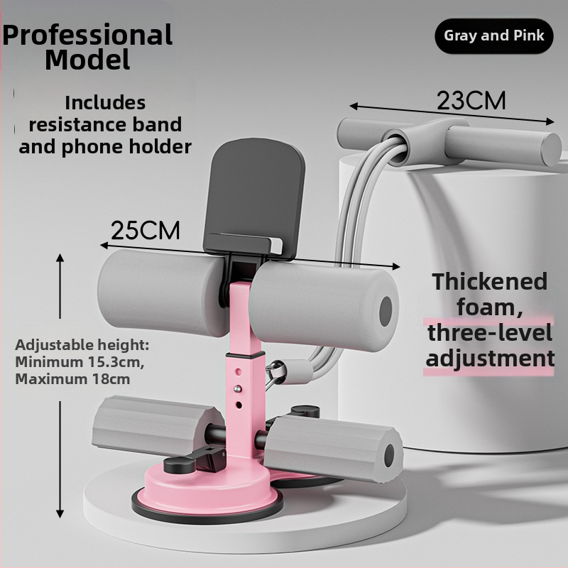 Sit-up asistent so stojanom na telefón, vnútorný tréner brucha so sacou a šesťtrubkovým rámom, vhodný do kancelárie a domova, hmotnosť 980 g