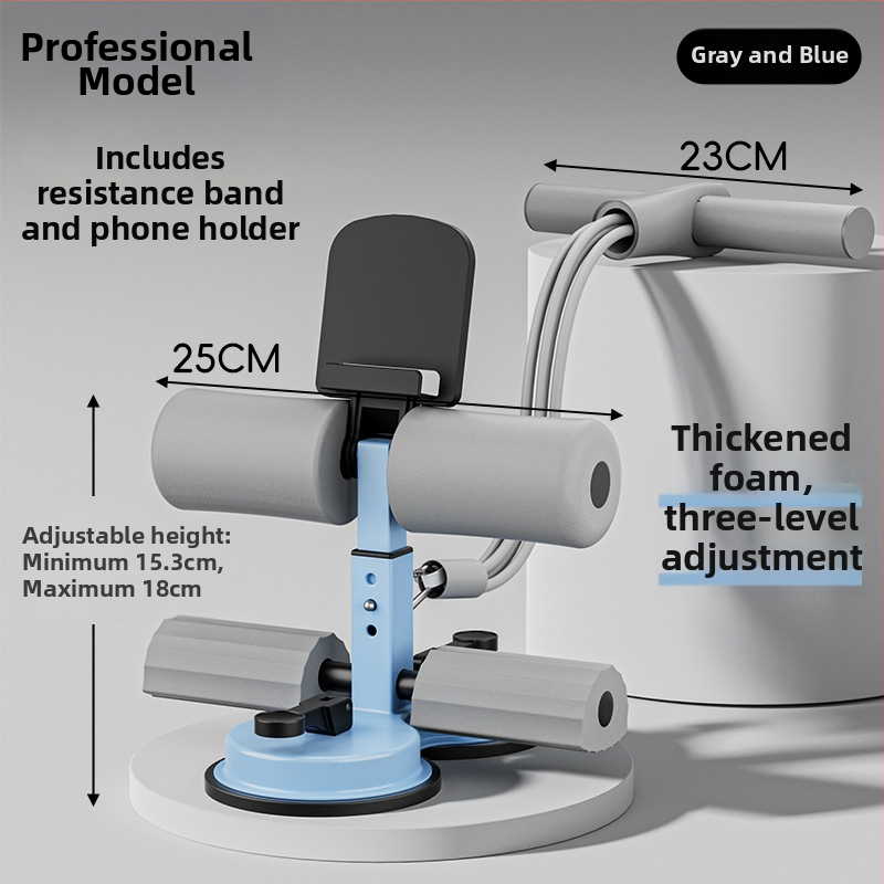 Sit-up asistent so stojanom na telefón, vnútorný tréner brucha so sacou a šesťtrubkovým rámom, vhodný do kancelárie a domova, hmotnosť 980 g