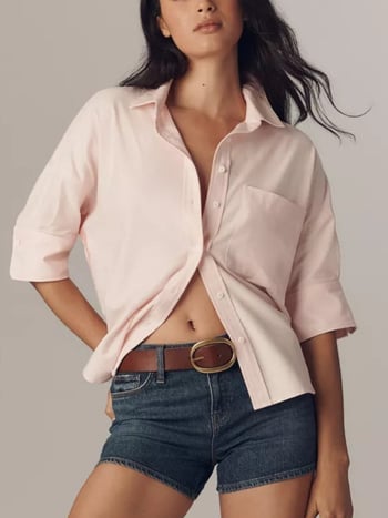 Női rövid ujjú ing kardigán stílusban, patchwork panelek, ingnyak, pamut-keverék anyag poliészterrel