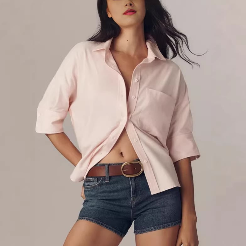 Női rövid ujjú ing kardigán stílusban, patchwork panelek, ingnyak, pamut-keverék anyag poliészterrel