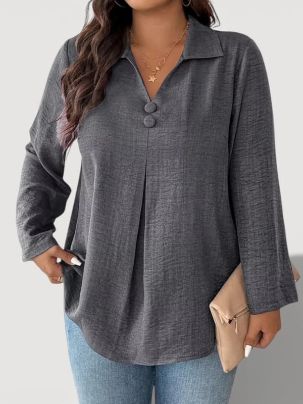 Női ing poliészterből, laza szabás, geometriai minta, Turn-down gallér, hosszú ujjú