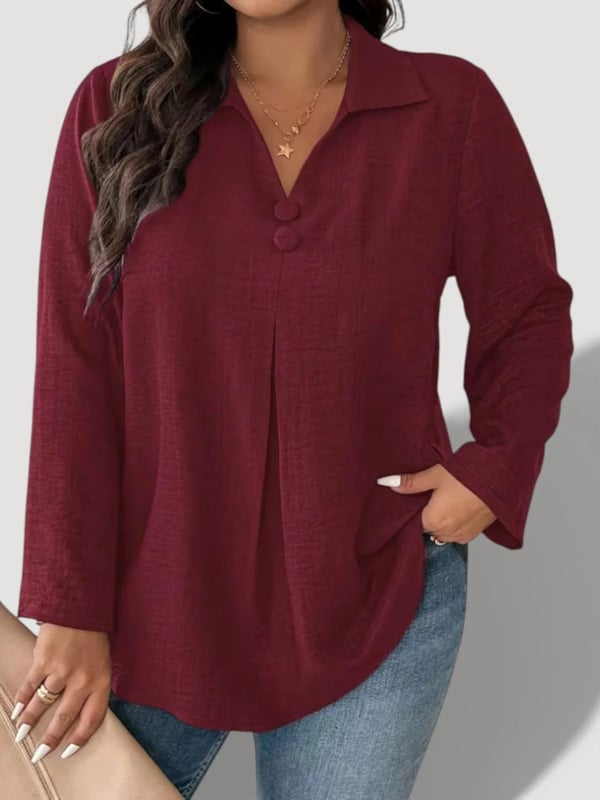 Női ing poliészterből, laza szabás, geometriai minta, Turn-down gallér, hosszú ujjú