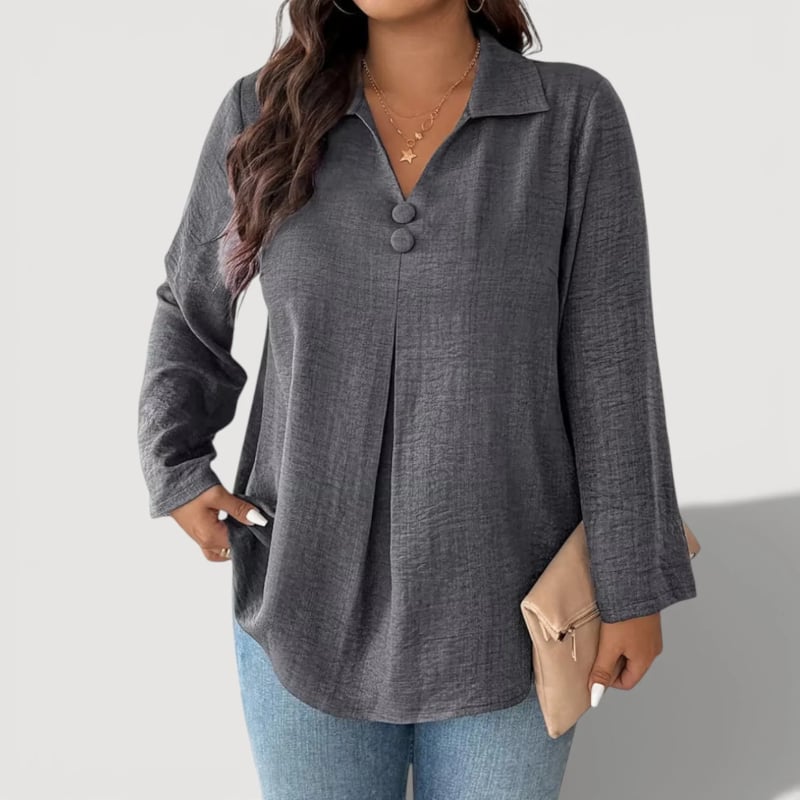 Női ing poliészterből, laza szabás, geometriai minta, Turn-down gallér, hosszú ujjú