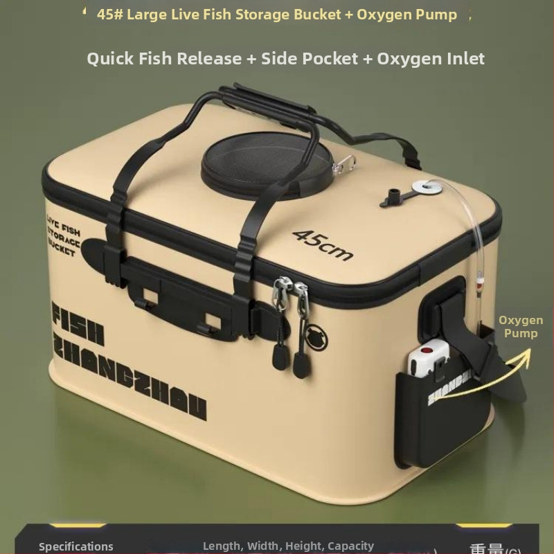 Sklopné EVA vedro na živé ryby, rybárske príslušenstvo, posilnená konštrukcia