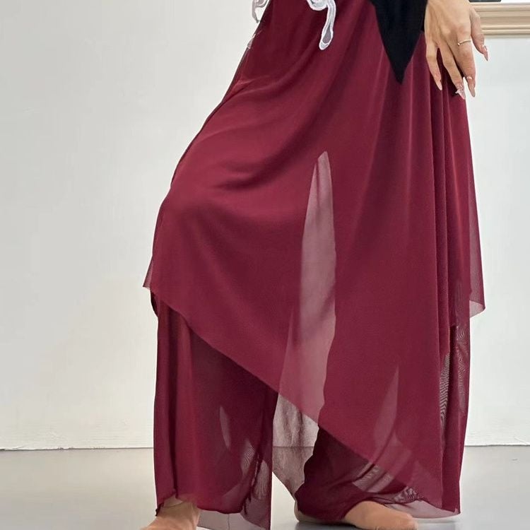 Σετ χορού για ενήλικες, χωρίς μανίκια, μοντέρνο χορευτικό ρούχο, πολυεστερική ύφανση, πάνω και φούστα.