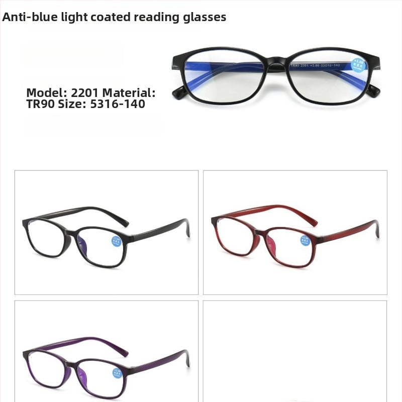 Ovális keretes TR90 olvasó szemüveg PC lencsékkel, anti-sugárzás, UV védelem és kékfény szűrés