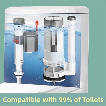 ABS WC-szelepszett – három darabos készlet: bevezető szelep, kifolyó szelep és öblítő gomb, kézi szerelés, modern stílus