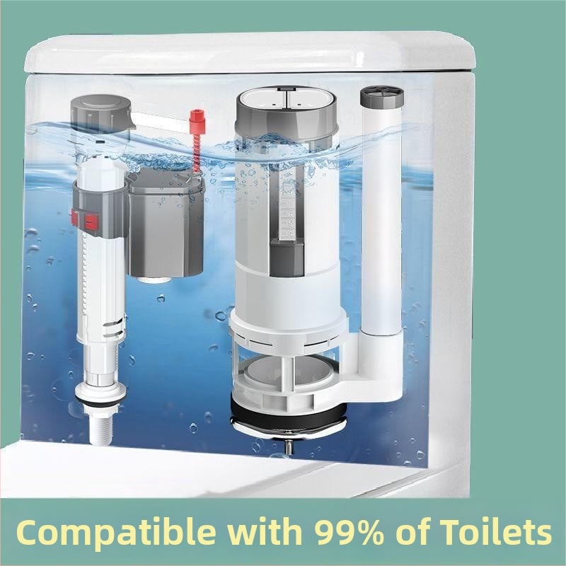 ABS WC-szelepszett – három darabos készlet: bevezető szelep, kifolyó szelep és öblítő gomb, kézi szerelés, modern stílus