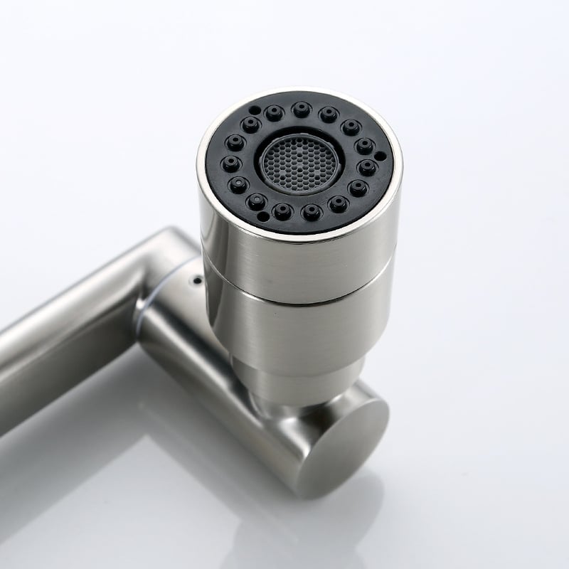 304 rozsdamentes acélból készült, kefés felületű mosdó alatti fürdőszobai csaptele, forgó és összecsukható, meleg/hideg víz, modell FSN-9106