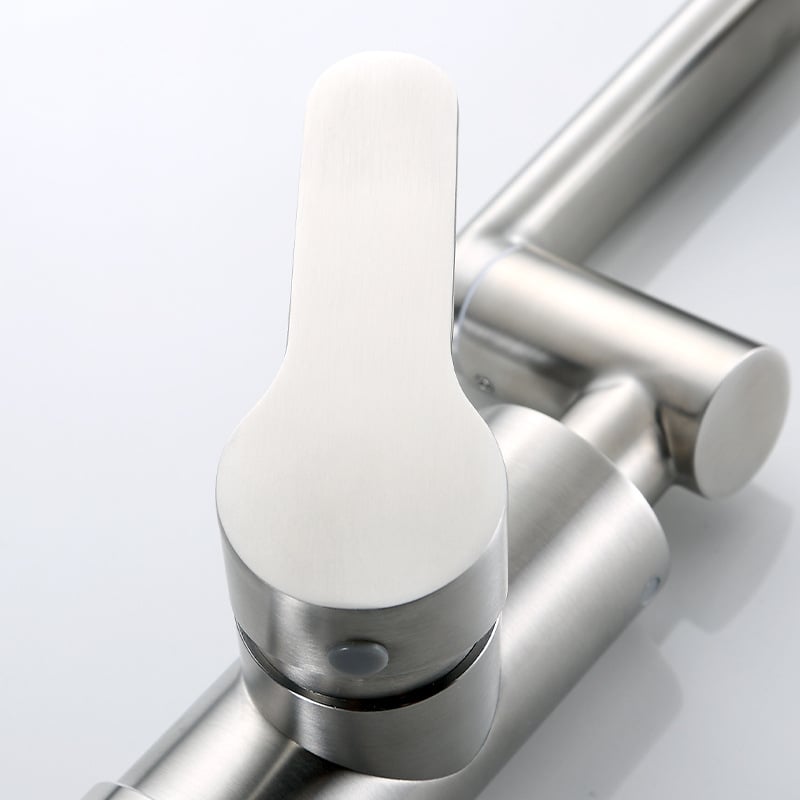 304 rozsdamentes acélból készült, kefés felületű mosdó alatti fürdőszobai csaptele, forgó és összecsukható, meleg/hideg víz, modell FSN-9106