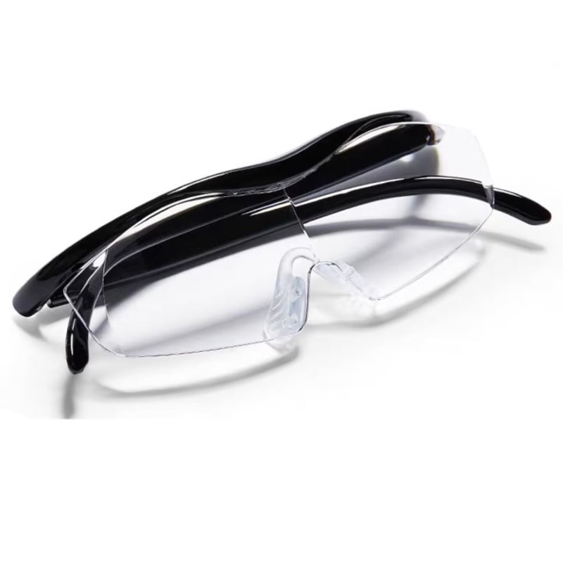 Fejre helyezhető olvasó szemüveg, nagyítás idős felhasználóknak, hordozható, kékfény-szűrős PC lencsékkel, keret nélküli kivitel, négyzetes stílus.