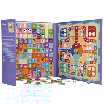 Fából készült két az egyben memória- és repülő sakk játék gyerekeknek, 4–6 évesek, blisteres csomagolás, Zhejiang eredetű