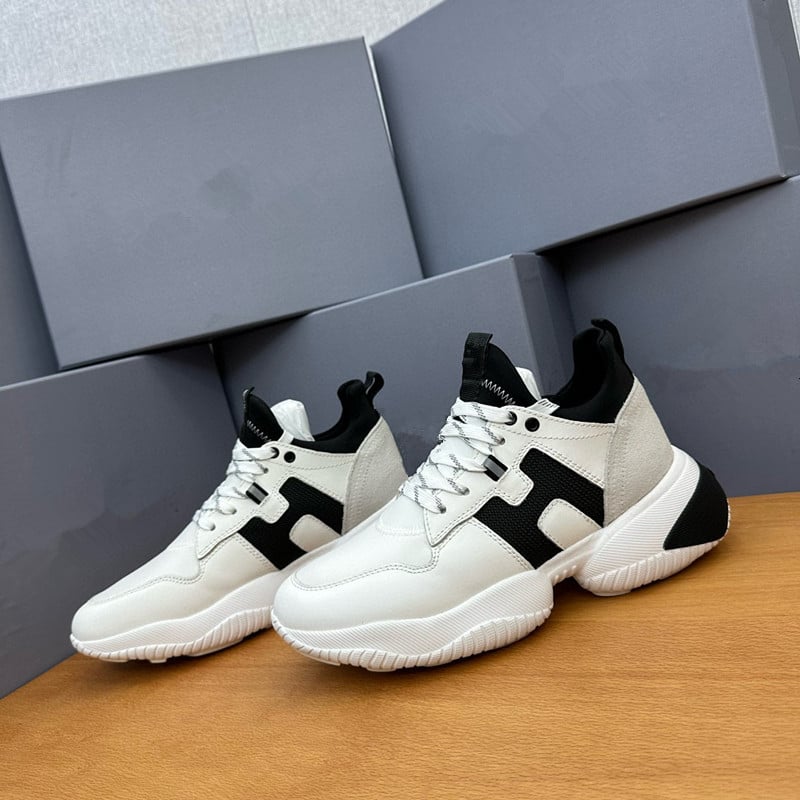 Γυναικεία casual παπούτσια με παχιά πλατφόρμα για αύξηση ύψους, δερμάτινο επάνω, κορδόνια, μεσαίο ύψος, μοτίβο χρωματικού μπλοκ