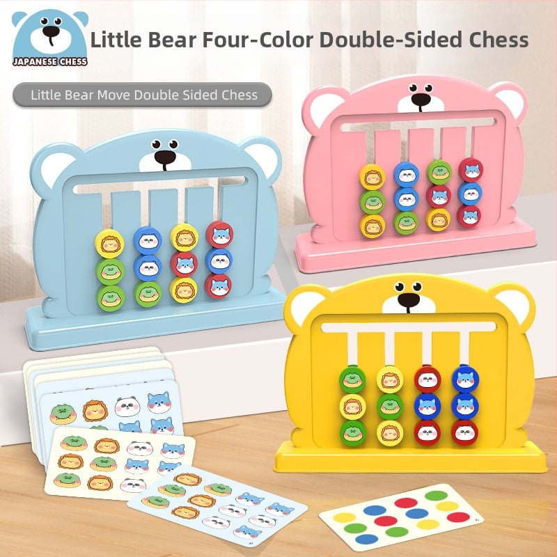 Montessori oktatási puzzle: kétoldalas sakk-tábla gyerekeknek, 4–14 évesek, fejleszti a logikai gondolkodást és a szem-kéz koordinációt