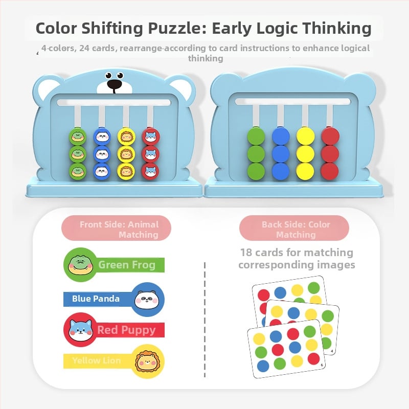 Montessori oktatási puzzle: kétoldalas sakk-tábla gyerekeknek, 4–14 évesek, fejleszti a logikai gondolkodást és a szem-kéz koordinációt