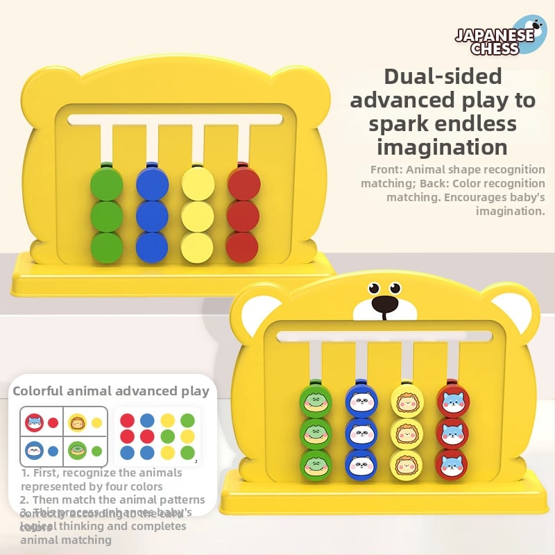 Montessori oktatási puzzle: kétoldalas sakk-tábla gyerekeknek, 4–14 évesek, fejleszti a logikai gondolkodást és a szem-kéz koordinációt