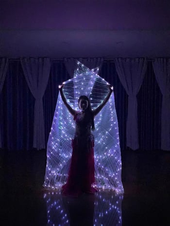 LED világító szárnyak hastánchoz — átlátszó horizontális rekvizit; Anyag: poliészter; Márka: Excellent Nuclear; Lista: nyár 2022; Kor: 18–24