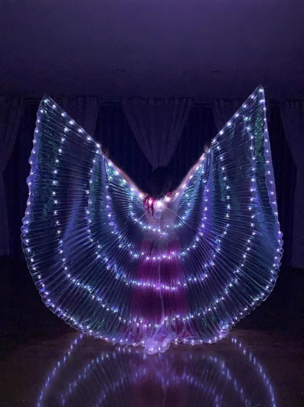 LED világító szárnyak hastánchoz — átlátszó horizontális rekvizit; Anyag: poliészter; Márka: Excellent Nuclear; Lista: nyár 2022; Kor: 18–24