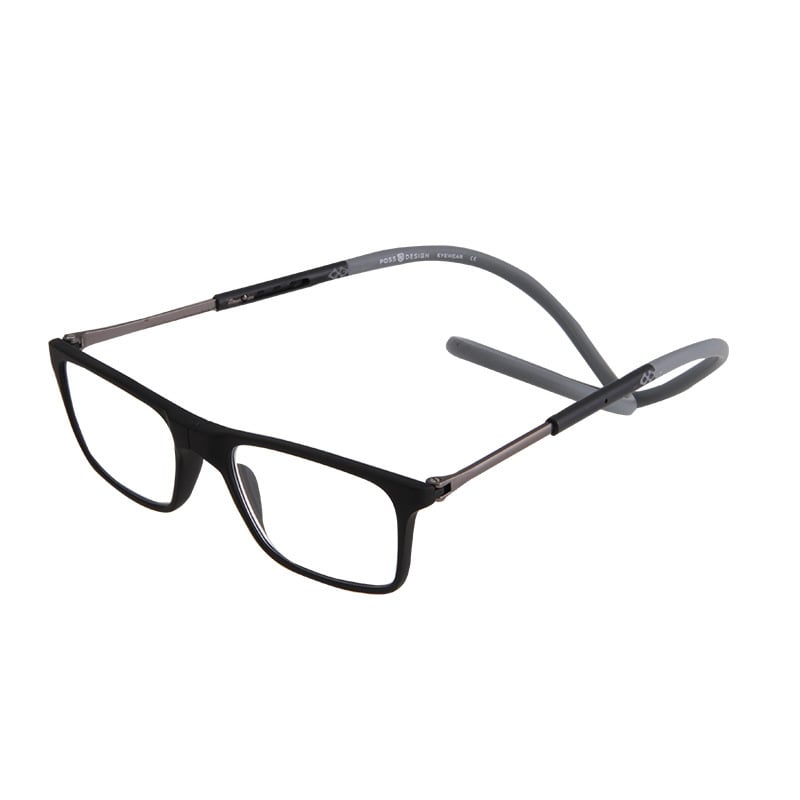 Nyakba akasztható olvasószemüveg összecsukható mágneses karokkal – fém keret, gyanta lencsék, teleszkópos templomok (Model 8203)