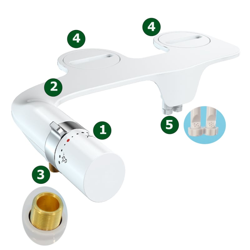 Bidet ultra-subțire pentru toaletă, ABS, operare manuală, HaoEhhl, design modern minimalist