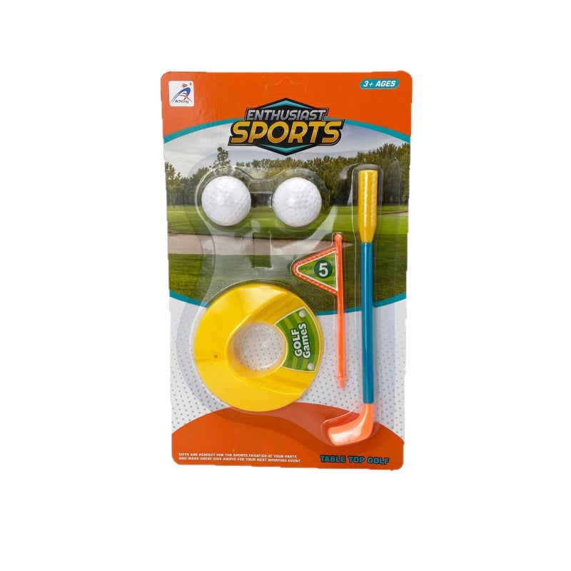 Set de jocuri de masă cu mingi: construcție din plastic; include mini fotbal, curling, tenis de masă și golf; ambalaj blister; potrivit pentru vârsta 15–35