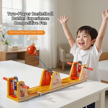 Asztali kétfős interaktív futball–kosárharc játék, oktatási társasjáték, műanyag, JL márka, kéz-szem koordináció, 7–14 évesek