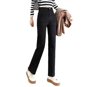 Női farmernadrág, egyenes szabás, magas derekú, 9/10 hossz, mikroelasztikus, denim 30–50% poliészterrel és 30–50% organikus pamuttal