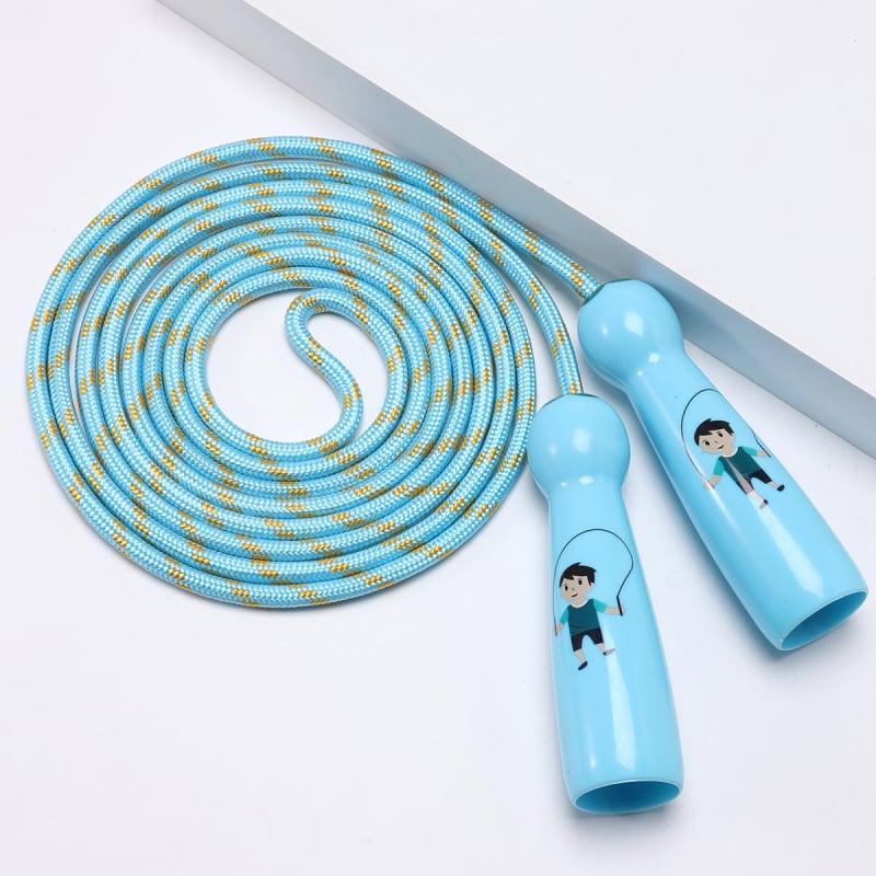 Gyermek ugrókötél – pamut kötélből és ABS markolatokkal, versenyekhez, 5–15 éveseknek, eredet: Kína.