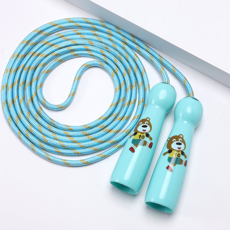 Gyermek ugrókötél – pamut kötélből és ABS markolatokkal, versenyekhez, 5–15 éveseknek, eredet: Kína.