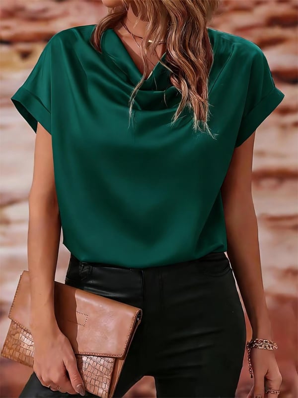 Ing galléros, rövid ujjú, poliészter anyag, elegáns mindennapi viselet