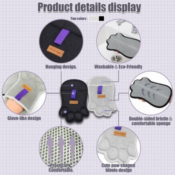 Elektrosztatikus szőrtelenítő kesztyű macskáknak és kutyáknak, állat alakú kefefej, PP anyag