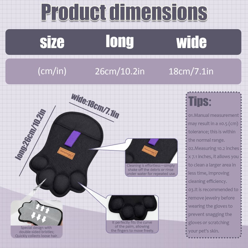 Elektrosztatikus szőrtelenítő kesztyű macskáknak és kutyáknak, állat alakú kefefej, PP anyag